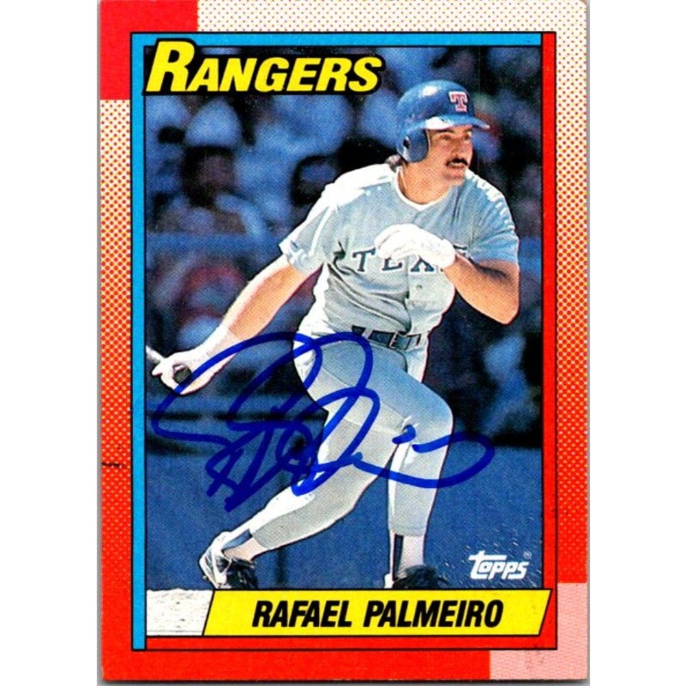 Rafael Palmeiro Signed 1990 Topps #755 Baseball Card Texas Rangers Auto
